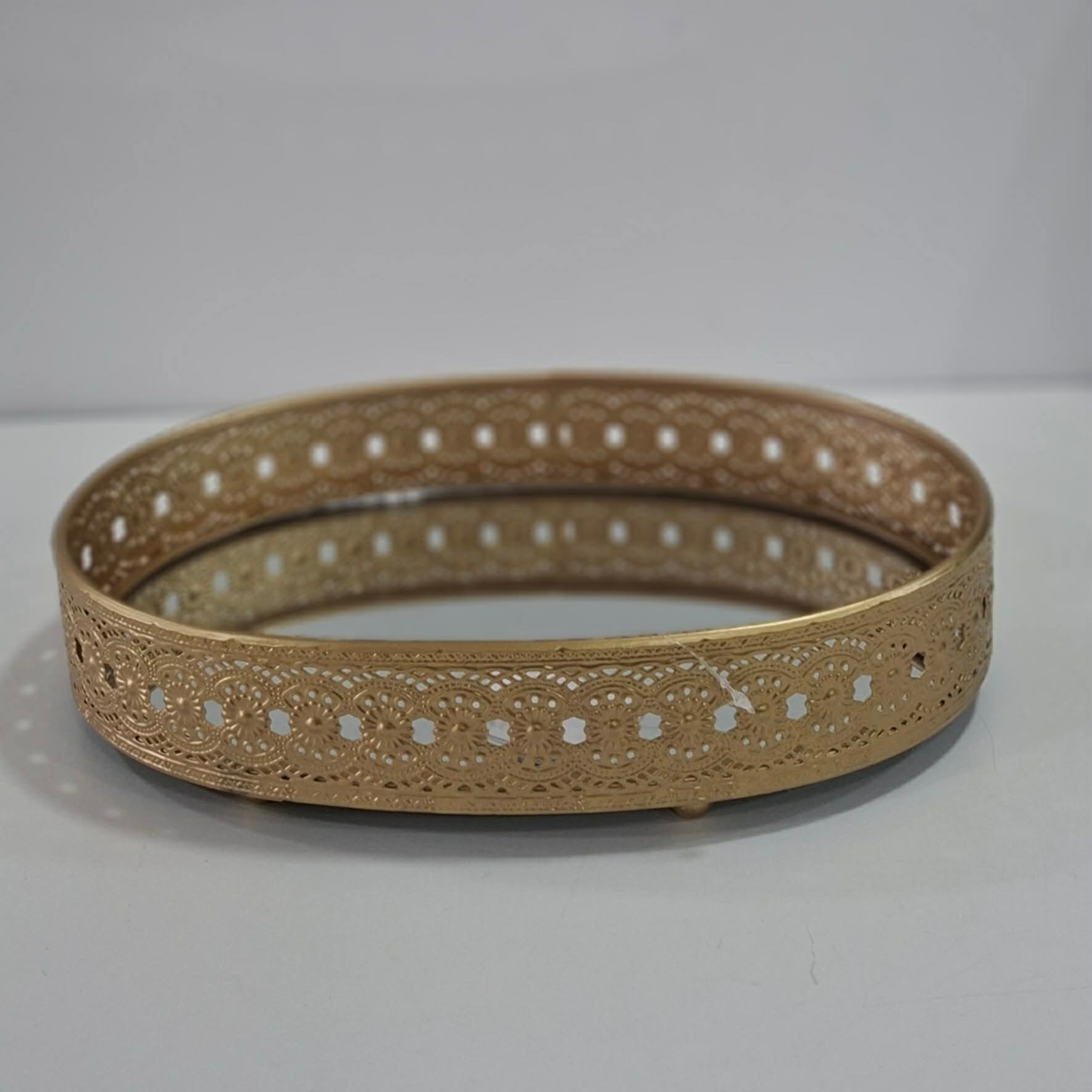 Tabuleiro Metal/Vidro Oval