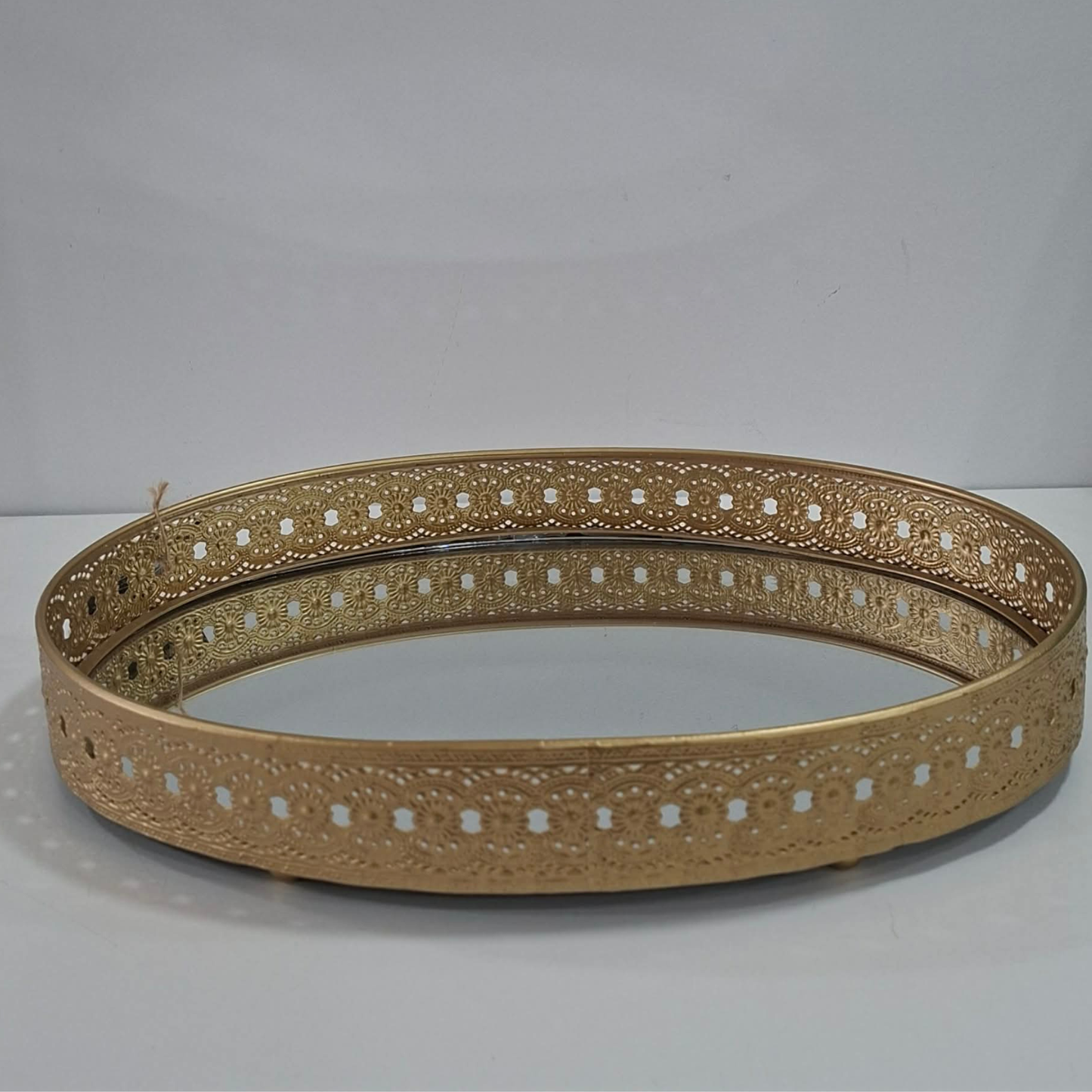 Tabuleiro Metal/Vidro Oval