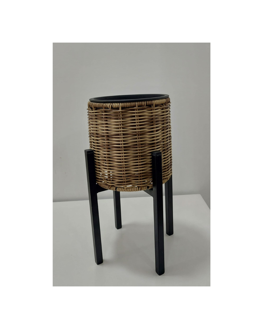 Cesto Redondo Castanho com Suporte