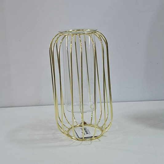 Jarra vidro/metal dourado